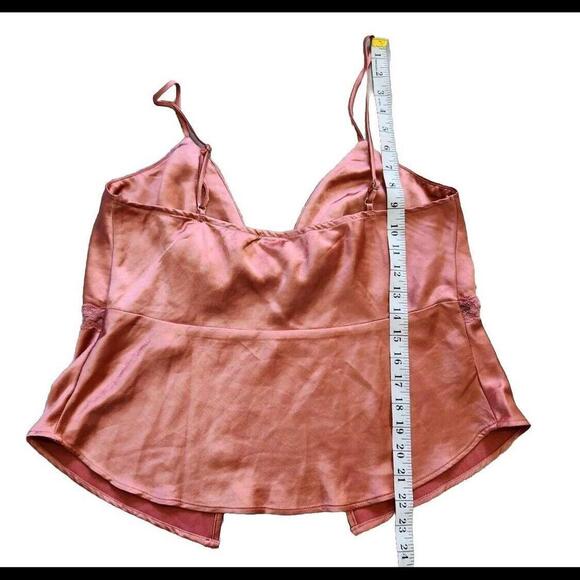 Princess Polly Crop Tank Top Medium Pink Peach V Neck Open Front Y2k 90s - Picture 7 of 7
